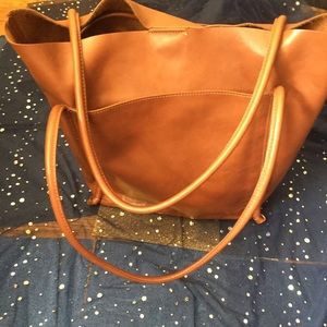 GORG RARE FULL LEATHER Smooth TAN CLASSY Tote Bag